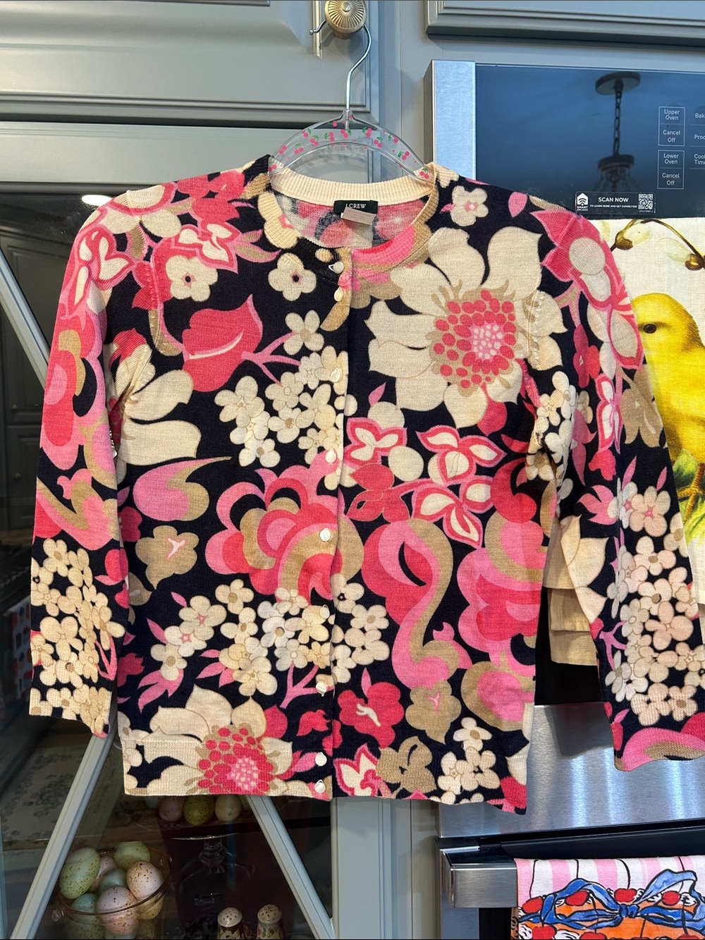 J. Crew Vintage Y2K Floral Merino Wool Cardigan Small